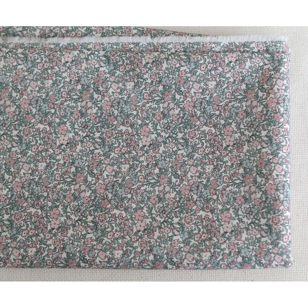 Opheline - Popeline coton douce BIO imprimé fleuri rose et sauge