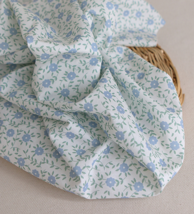 copy of Gaspard - Popeline coton BIO imprimé fleuri corail et sauge