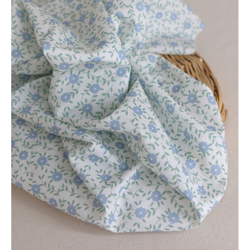 copy of Gaspard - Popeline coton BIO imprimé fleuri corail et sauge