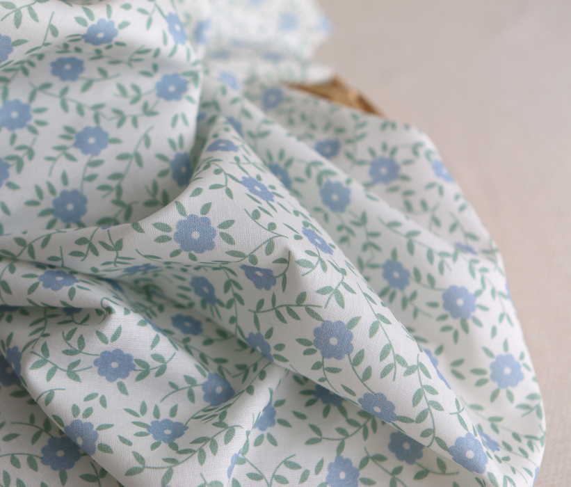 copy of Gaspard - Popeline coton BIO imprimé fleuri corail et sauge