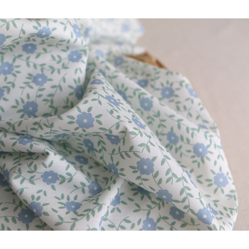 copy of Gaspard - Popeline coton BIO imprimé fleuri corail et sauge