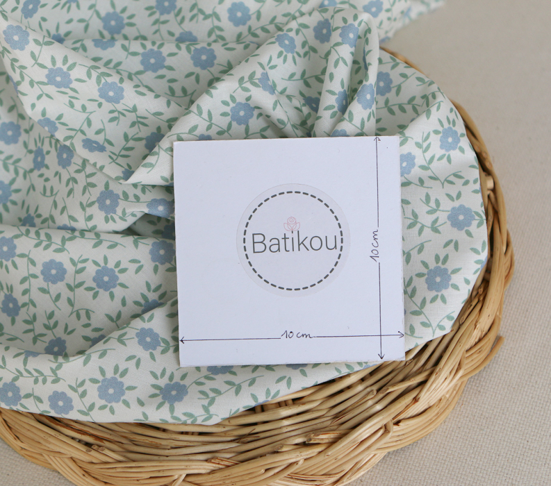 copy of Gaspard - Popeline coton BIO imprimé fleuri corail et sauge