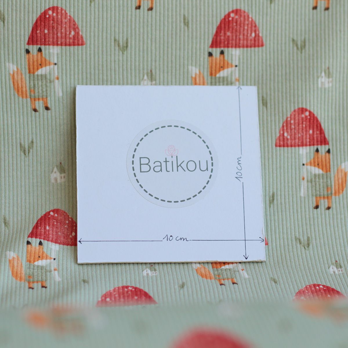 copy of Jersey coton côtes fines écru à motifs fleuri beige