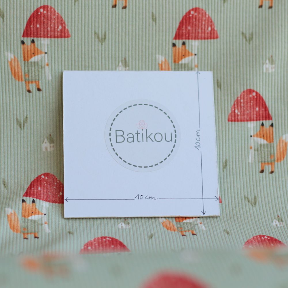 copy of Jersey coton côtes fines écru à motifs fleuri beige