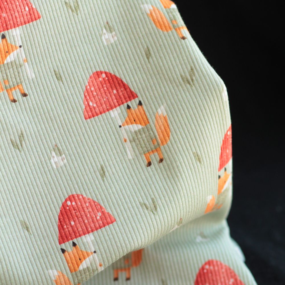 copy of Jersey coton côtes fines écru à motifs fleuri beige