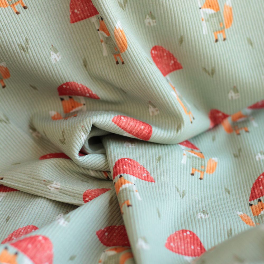 copy of Jersey coton côtes fines écru à motifs fleuri beige