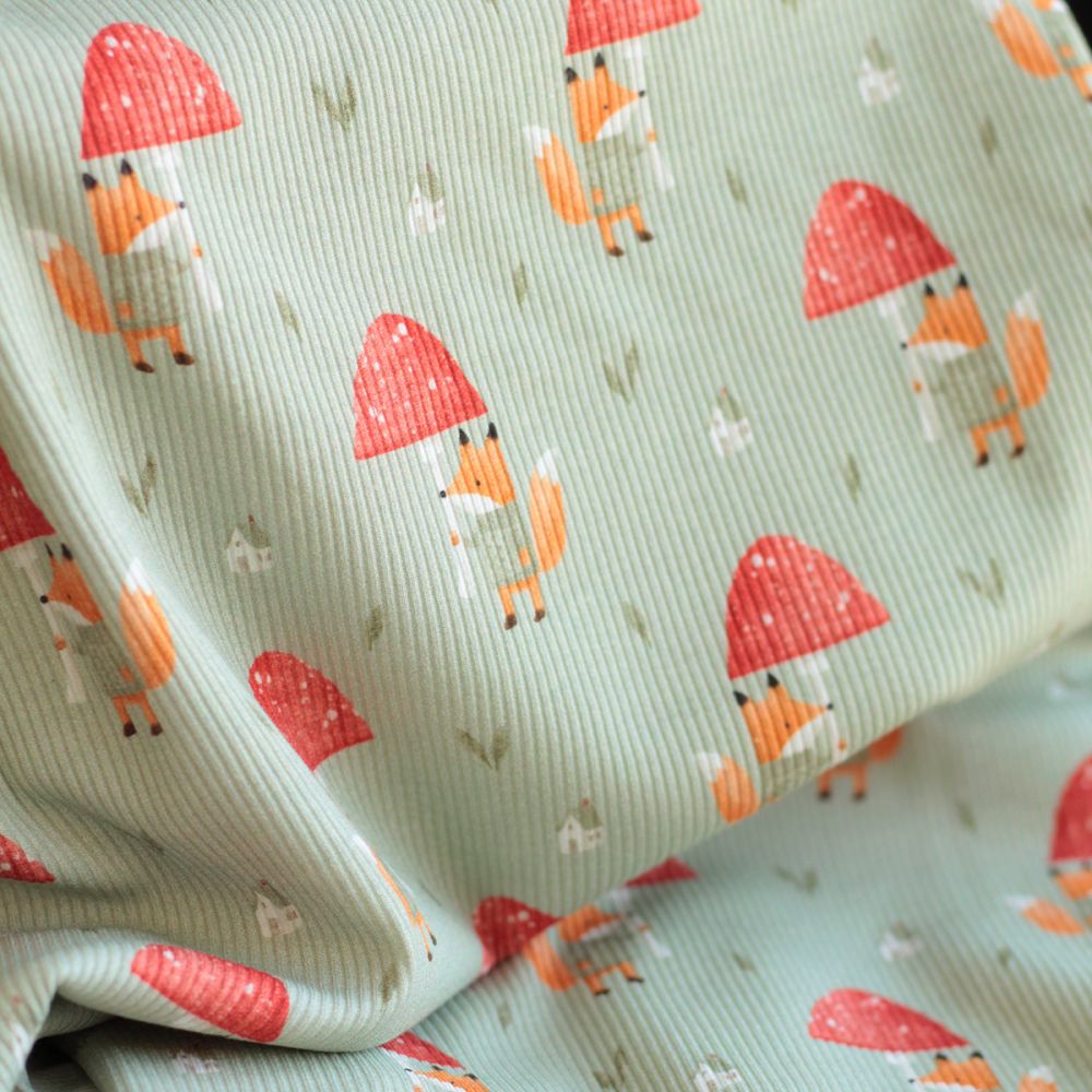 copy of Jersey coton côtes fines écru à motifs fleuri beige