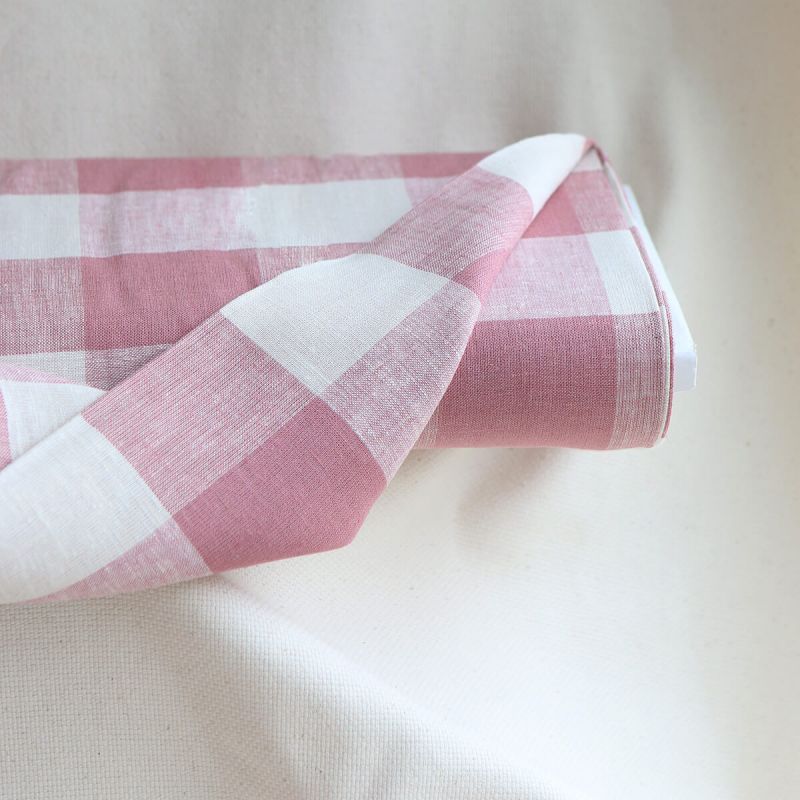 copy of Tissu lin viscose grand vichy bleu marine et écru