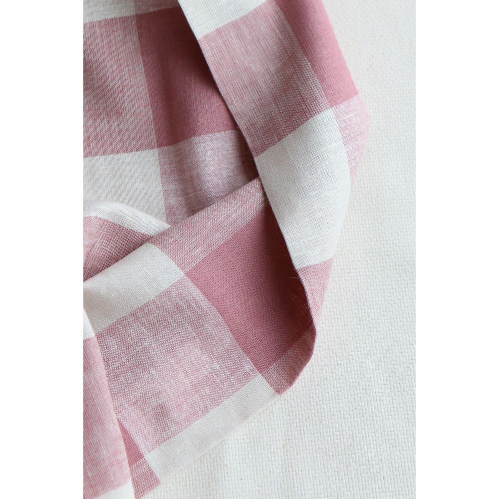 copy of Tissu lin viscose grand vichy bleu marine et écru