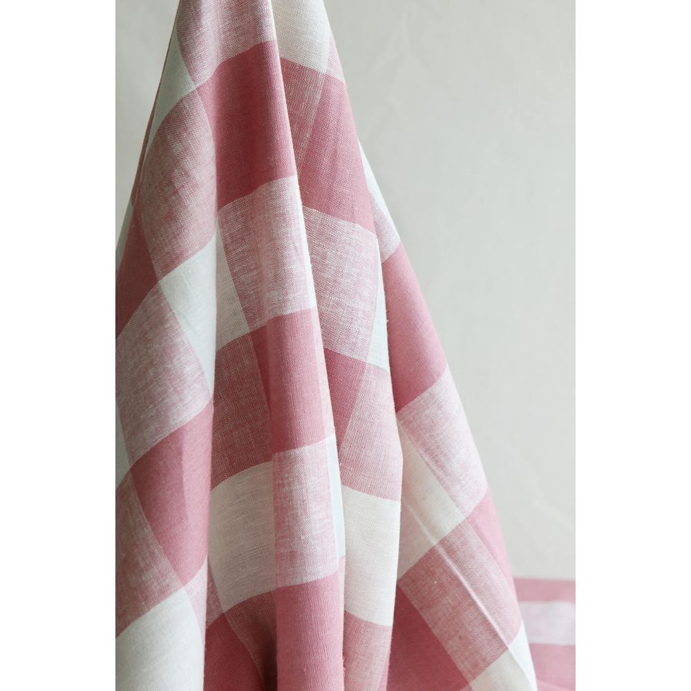 copy of Tissu lin viscose grand vichy bleu marine et écru