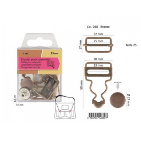 Boucle salopette + bouton coloris BRONZE Boucle salopette + bouton coloris BRONZE