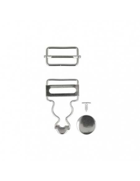 Paire de boucles de salopette 25mm + boutons ARGENT