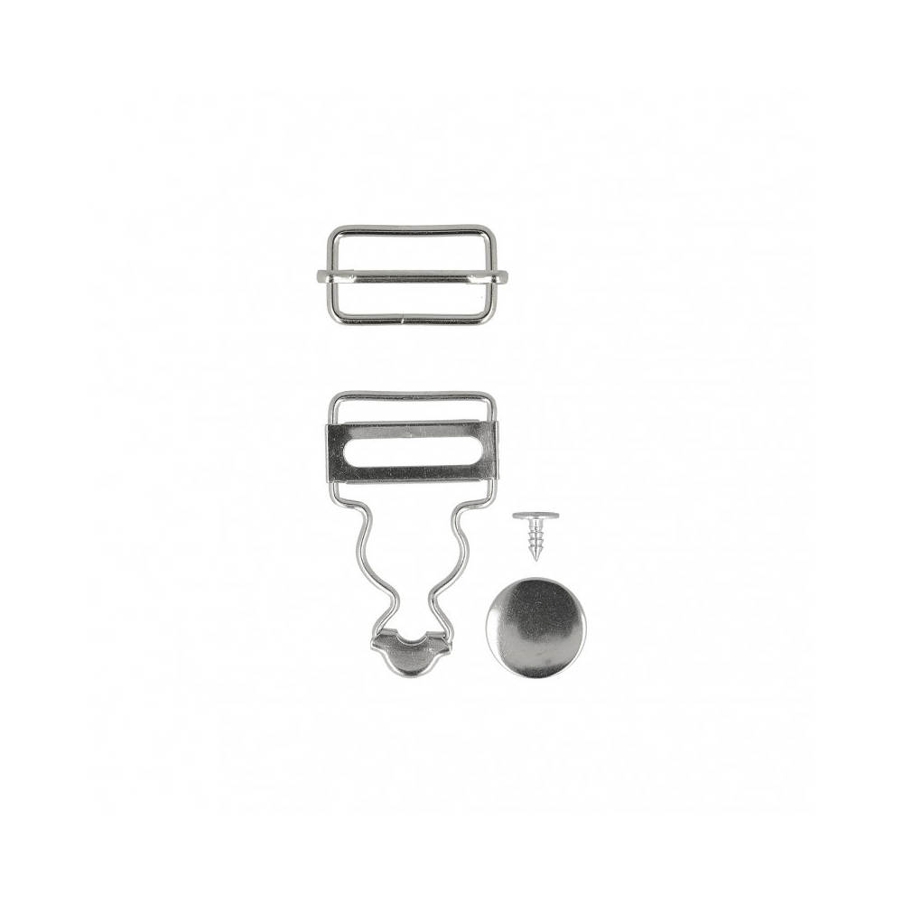 Paire de boucles de salopette 25mm + boutons ARGENT Paire de boucles de salopette 25mm + boutons ARGENT
