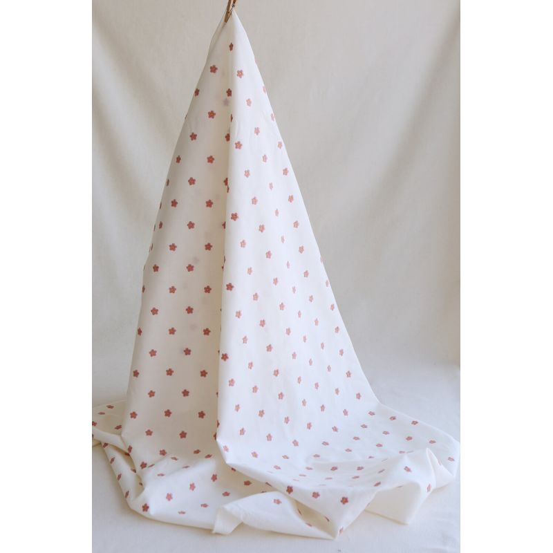 copy of Popeline coton organique broderies pâquerettes