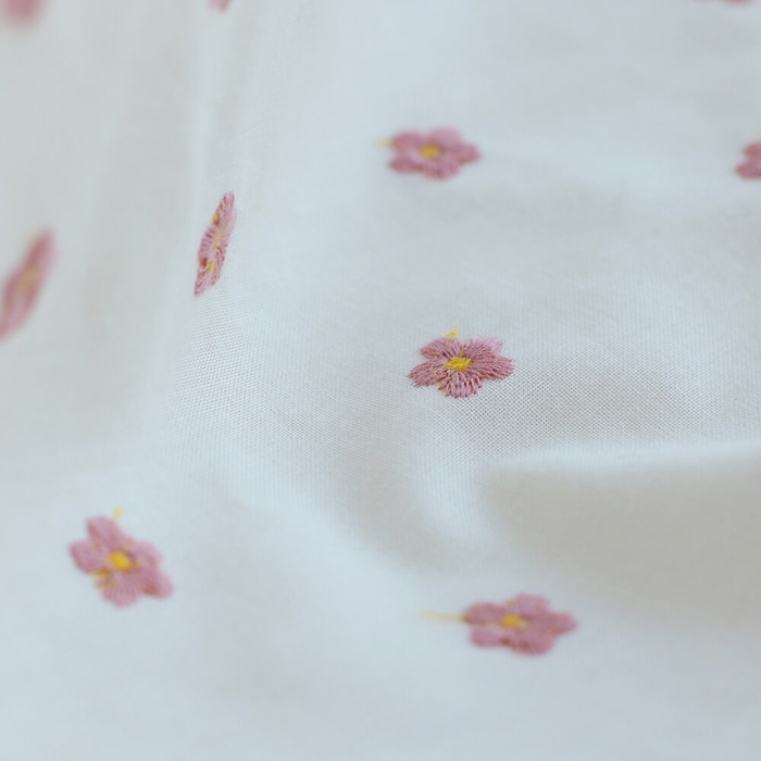 copy of Popeline coton organique broderies pâquerettes