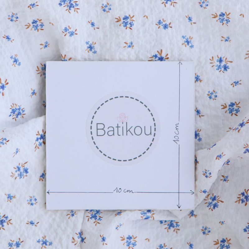 copy of Paulette - Tissu coton texturé gaufré fleuri rouge et vert