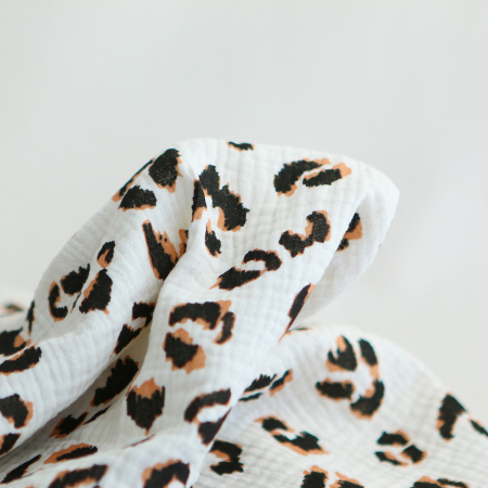 Double gaze de coton Fauve Graou fond écru Double gaze de coton Fauve Graou fond écru