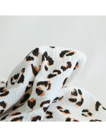 Double gaze de coton Fauve Graou fond écru