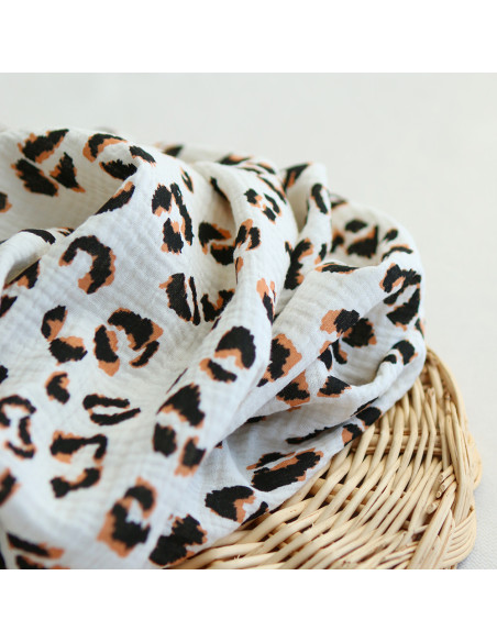 Double gaze de coton Fauve Graou fond écru