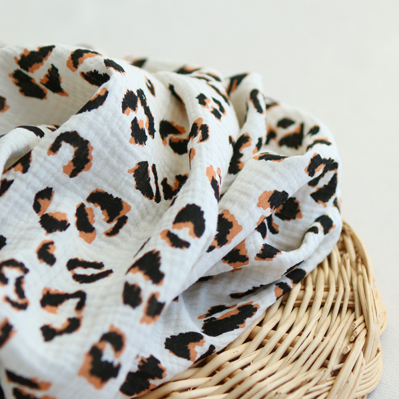 Double gaze de coton Fauve Graou fond écru