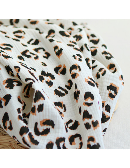 Double gaze de coton Fauve Graou fond écru