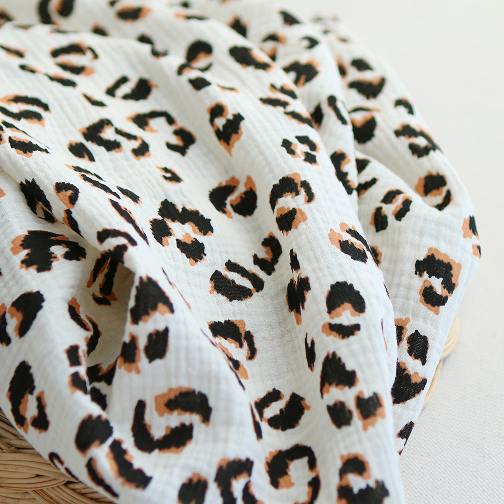 Double gaze de coton Fauve Graou fond écru