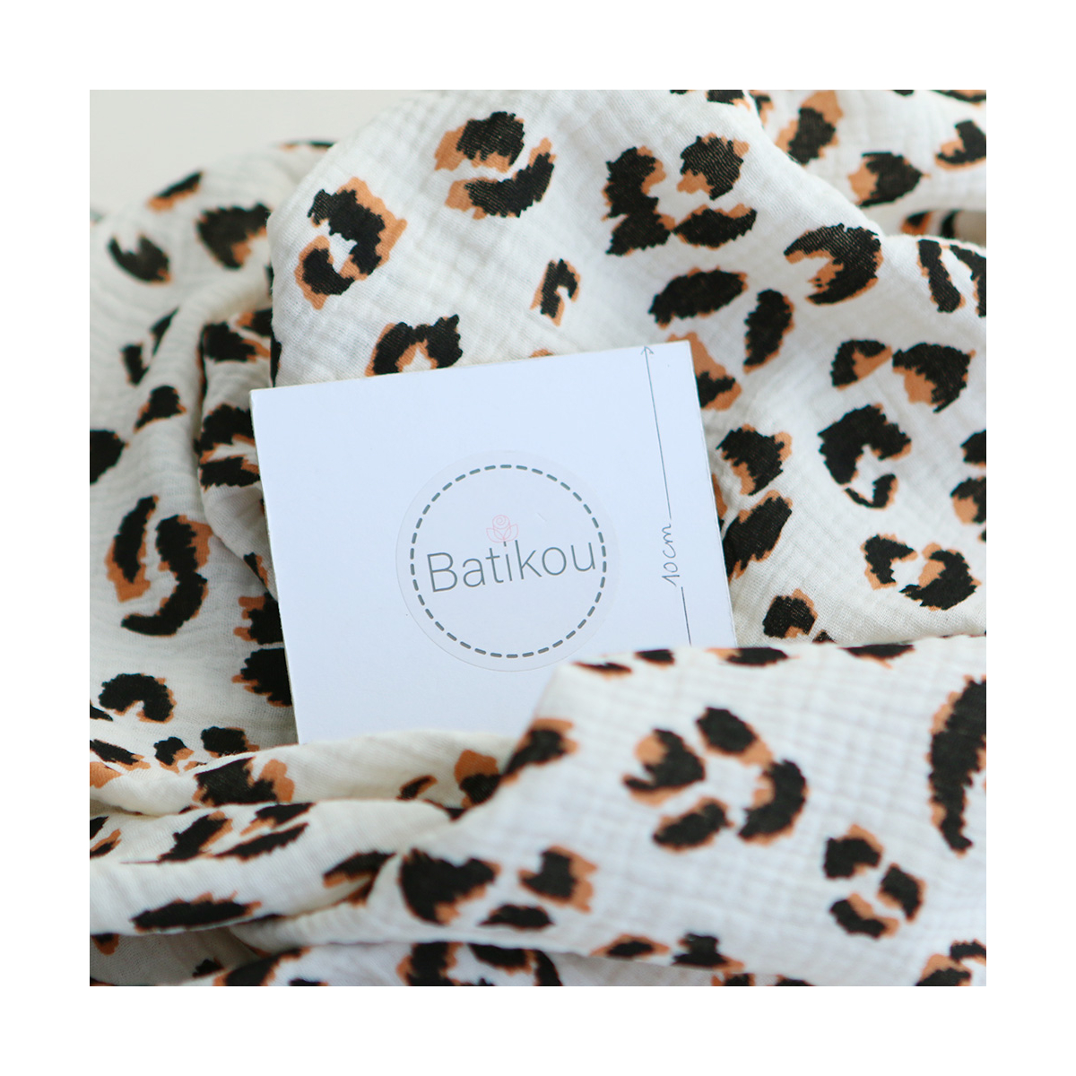 Double gaze de coton Fauve Graou fond écru Double gaze de coton Fauve Graou fond écru