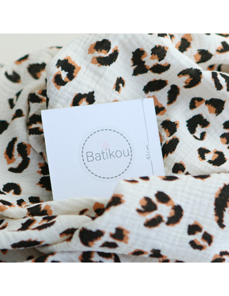 Double gaze de coton Fauve Graou fond écru