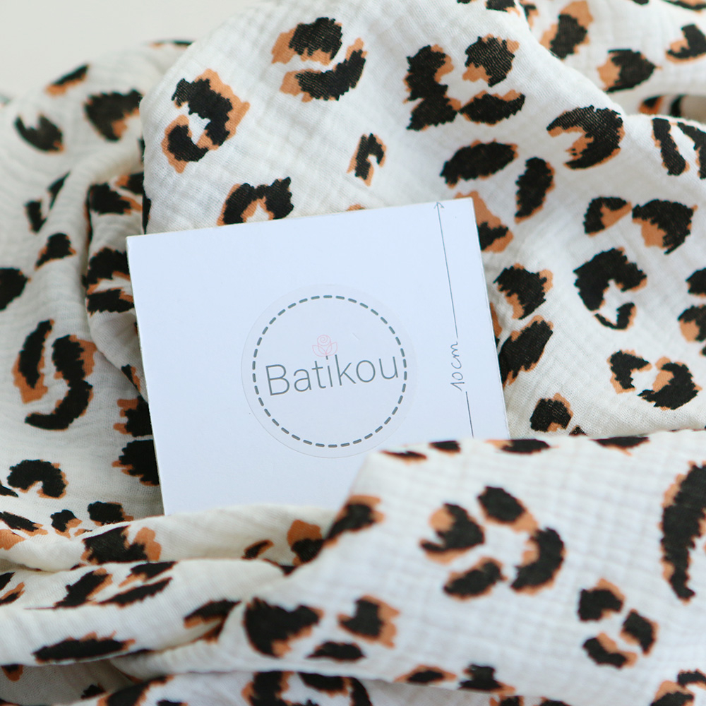 Double gaze de coton Fauve Graou fond écru