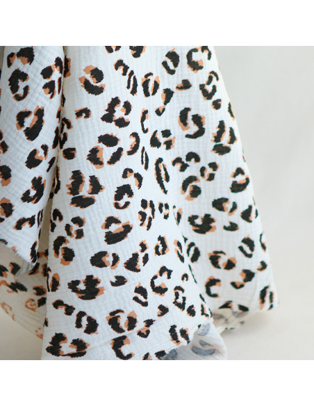 Double gaze de coton Fauve Graou fond écru