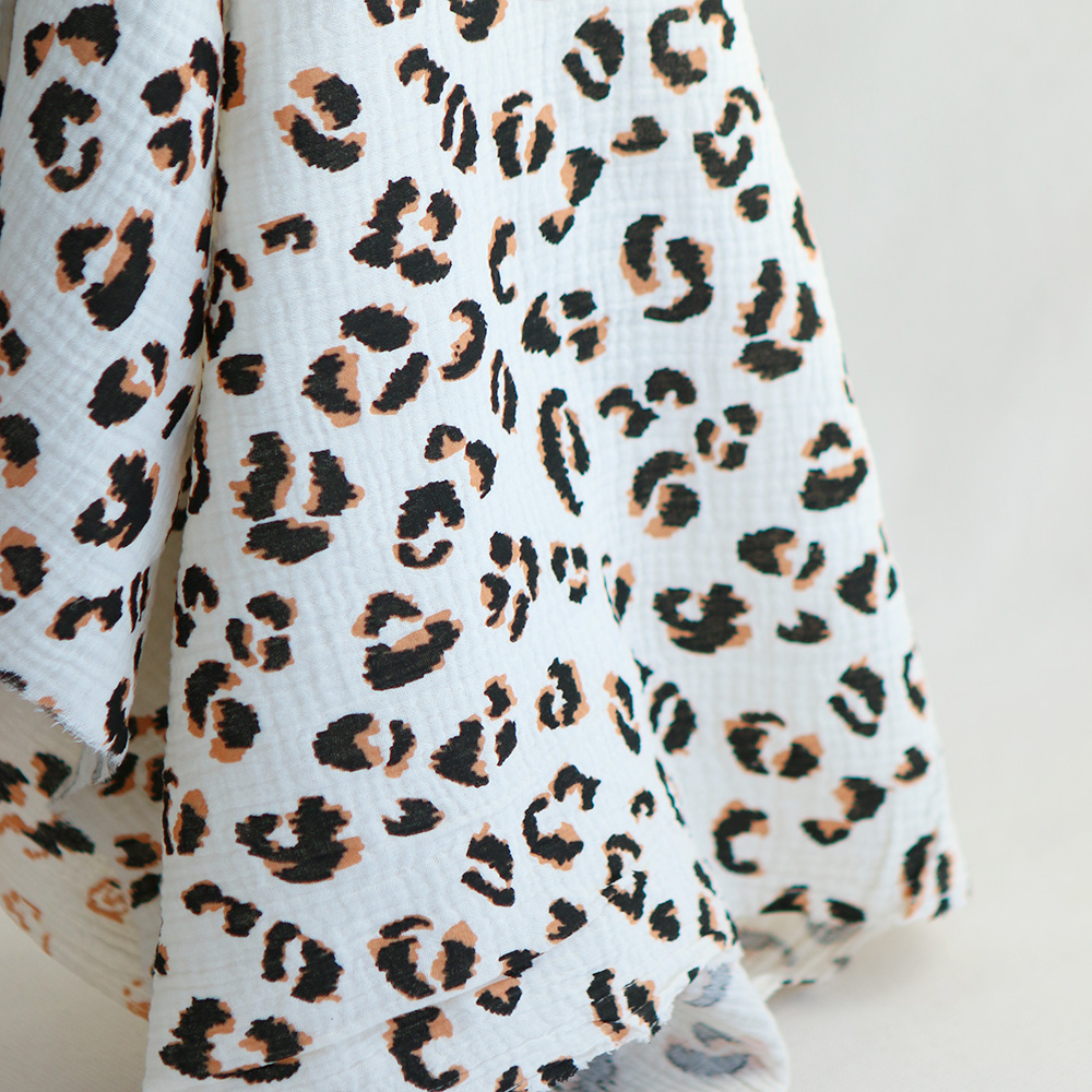 Double gaze de coton Fauve Graou fond écru