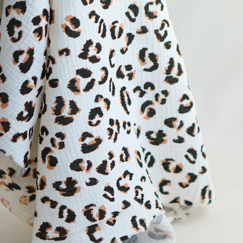 Double gaze de coton Fauve Graou fond écru