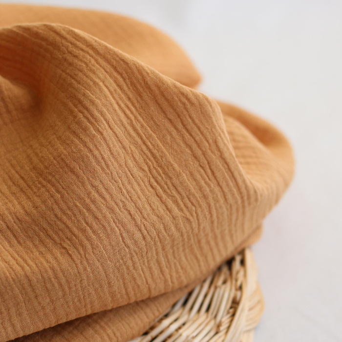 Double gaze de coton unie camel