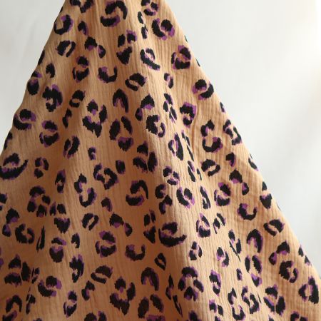Double gaze de coton Fauve Graou fond camel Double gaze de coton Fauve Graou fond camel