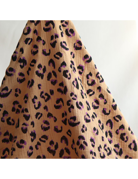 Double gaze de coton Fauve Graou fond camel