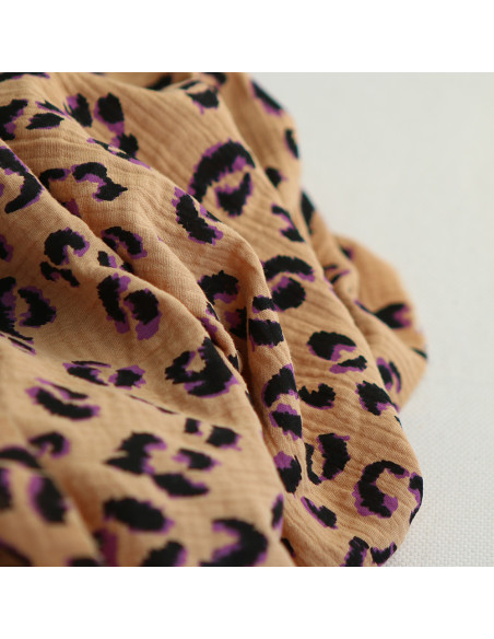 Double gaze de coton Fauve Graou fond camel