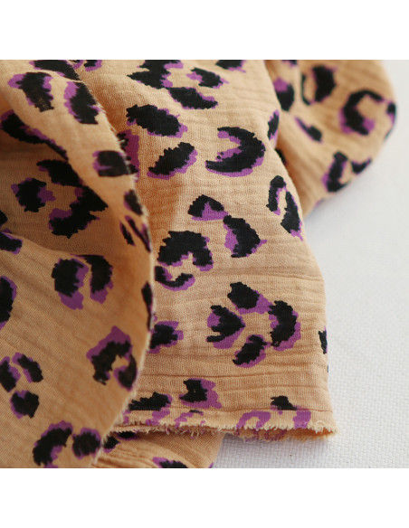 Double gaze de coton Fauve Graou fond camel