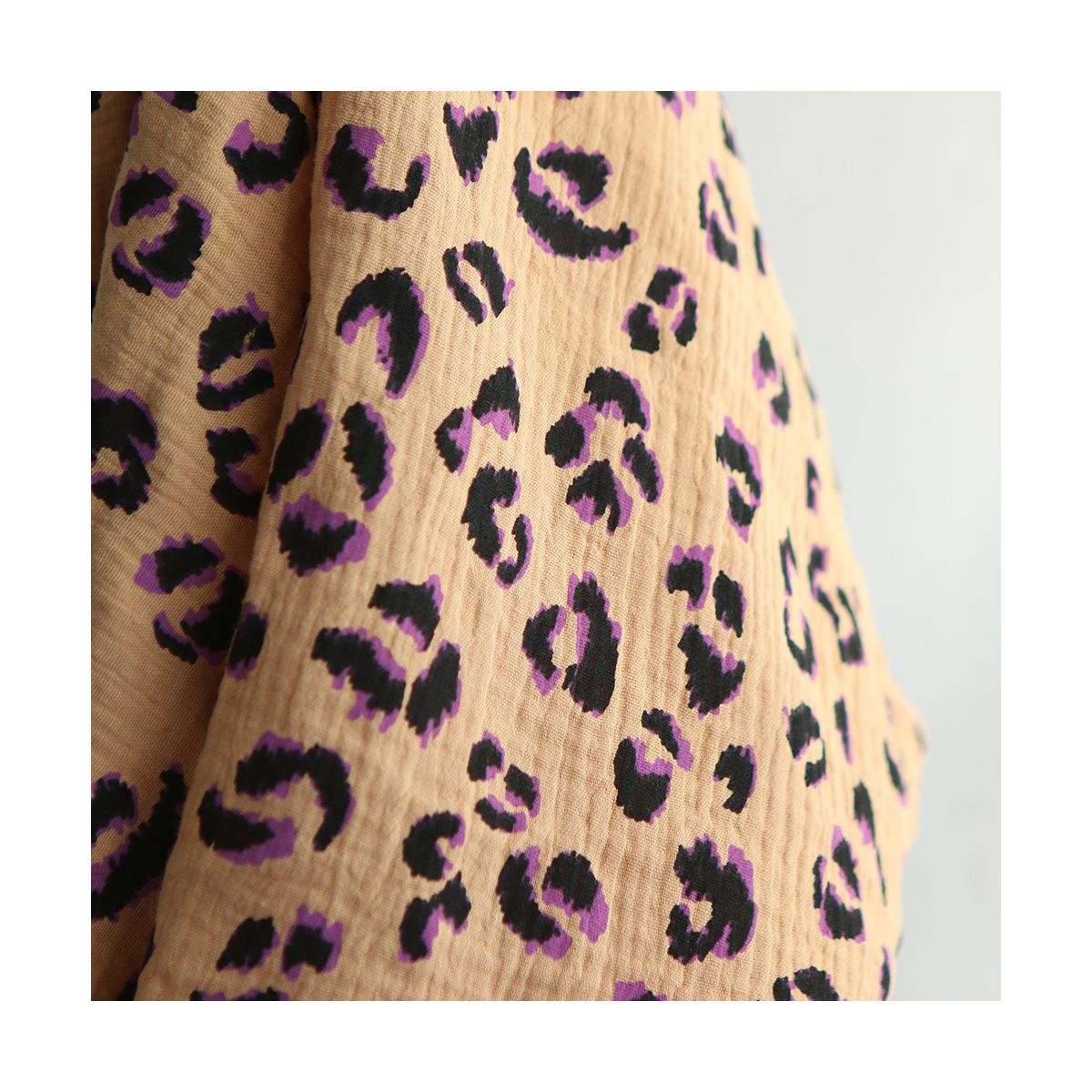 Double gaze de coton Fauve Graou fond camel Double gaze de coton Fauve Graou fond camel