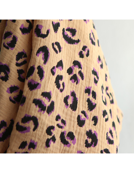 Double gaze de coton Fauve Graou fond camel