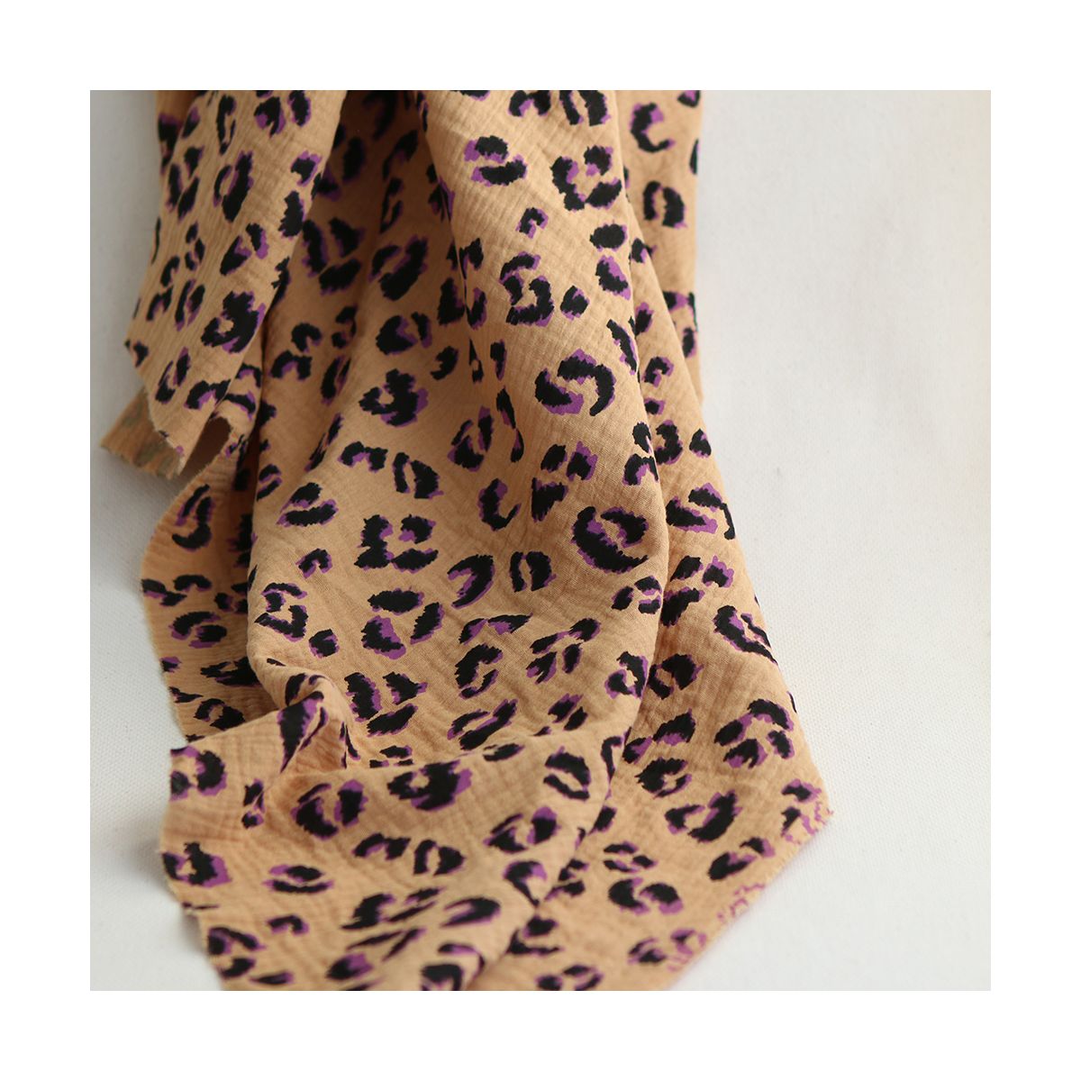 Double gaze de coton Fauve Graou fond camel Double gaze de coton Fauve Graou fond camel