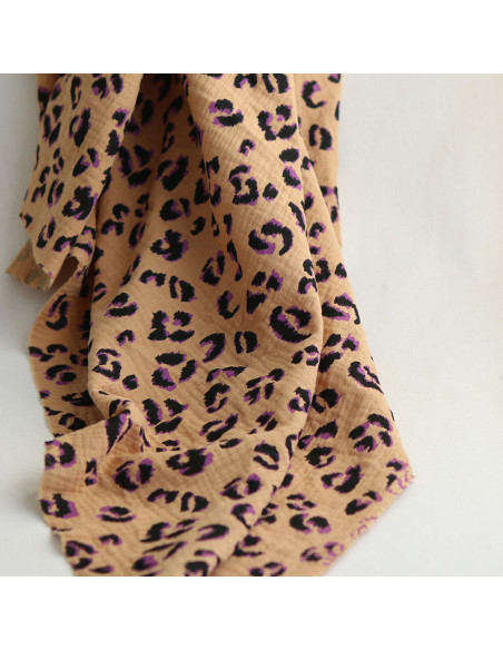 Double gaze de coton Fauve Graou fond camel