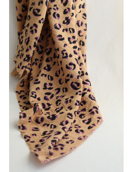 Double gaze de coton Fauve Graou fond camel