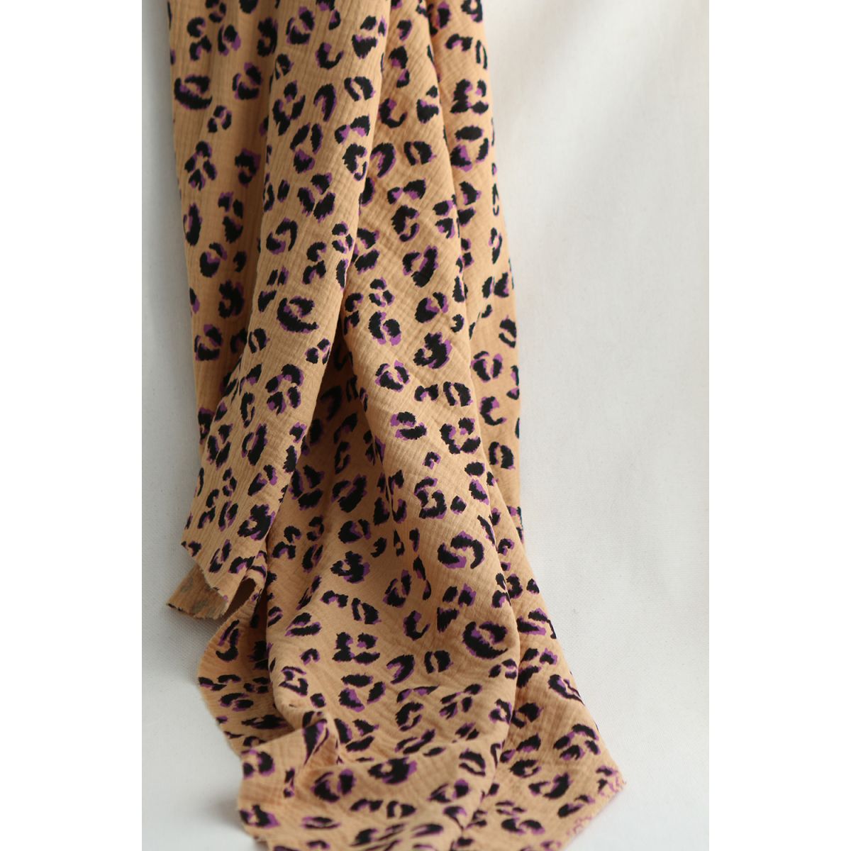 Double gaze de coton Fauve Graou fond camel Double gaze de coton Fauve Graou fond camel
