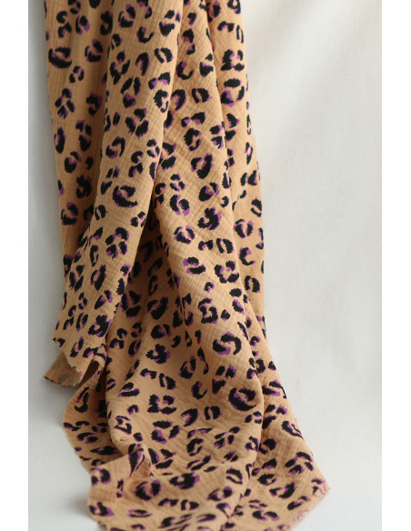 Double gaze de coton Fauve Graou fond camel