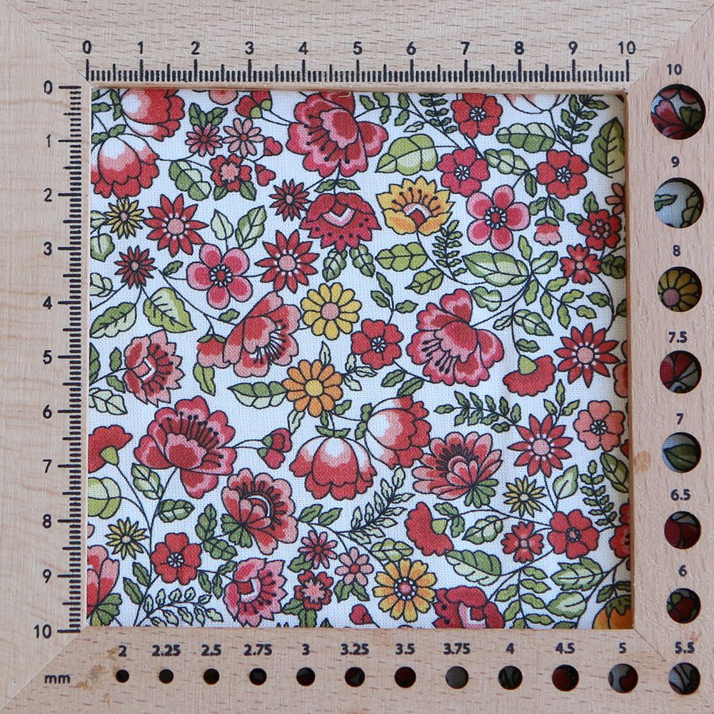 Freesia - Popeline coton BIO imprimé fleuri vert et rouge