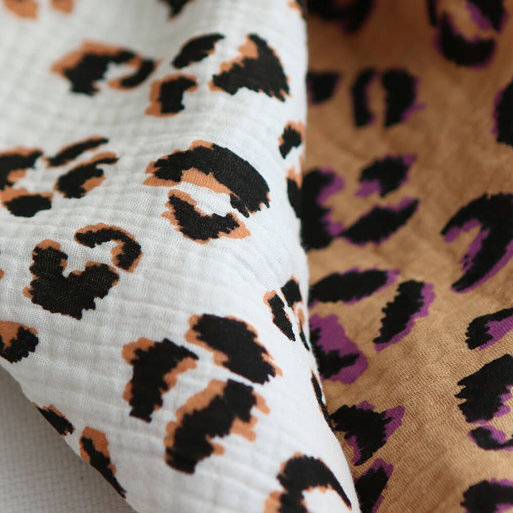 Double gaze de coton Fauve Graou fond écru