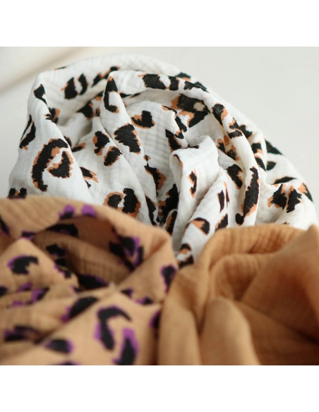 Double gaze de coton Fauve Graou fond écru