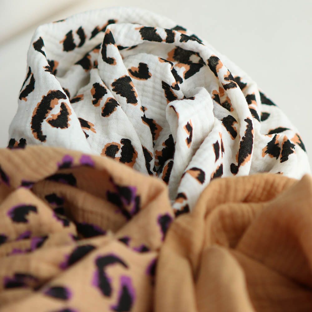 Double gaze de coton Fauve Graou fond écru