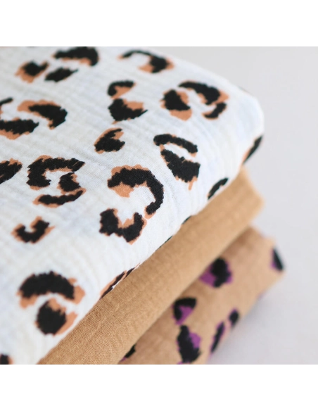 Double gaze de coton Fauve Graou fond écru