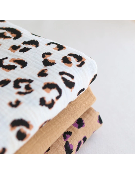 Double gaze de coton Fauve Graou fond écru